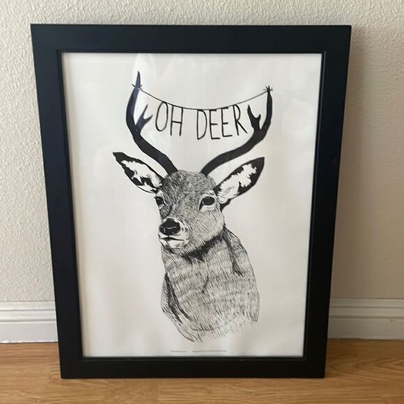 18”x 24” “OH DEER” Print on Recycled Paper with Water Based Ink - Picture 1 of 3